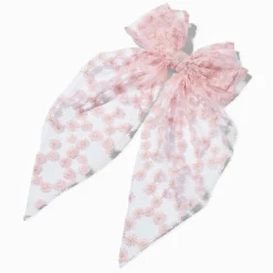Pink Daisy Lace Hair Bow Clip
