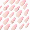 Pink French Tip Bling Squareletto Vegan Faux Nail Set - 24 Pack