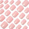 Pink Glazed Short Square Vegan Faux Nail Set - 24 Pack