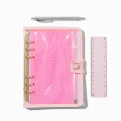 Pink Glitter Clear Spiral Notebook Set