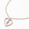 Pink Heart Initial Pendant Necklace - C