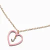 Pink Heart Initial Pendant Necklace - J