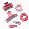 Pink Mixed Scrunchie & Hair Clip Set - 6 Pack