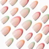 Pink, Orange & Green French Tip Short Almond Vegan Faux Nails - 24 Pack