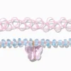 Pink Tattoo & Blue Beaded Butterfly Choker Necklaces - 2 Pack