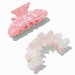 Pink Wavy Mixed Hair Claws - 2 Pack