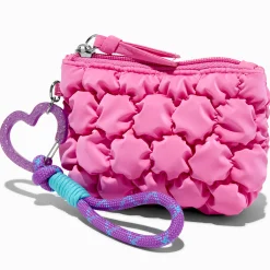 Pochette poignet en nylon bombée rose