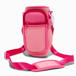 Porte-bouteille d’eau à bandoulière style color block rose