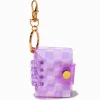 Porte-clés à mini journal à carreaux violet