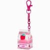 Porte-clés à paillettes rempli d'eau lait fraise