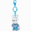 Porte-clés à paillettes rempli d’eau lapin bleu