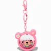 Porte-clés à paillettes rempli d’eau ours visage d'ours rose