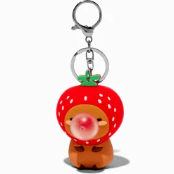 Porte-clés à presser capybara fraise