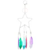 Porte-clés attrape-rêves étoile et plumes couleur argenté