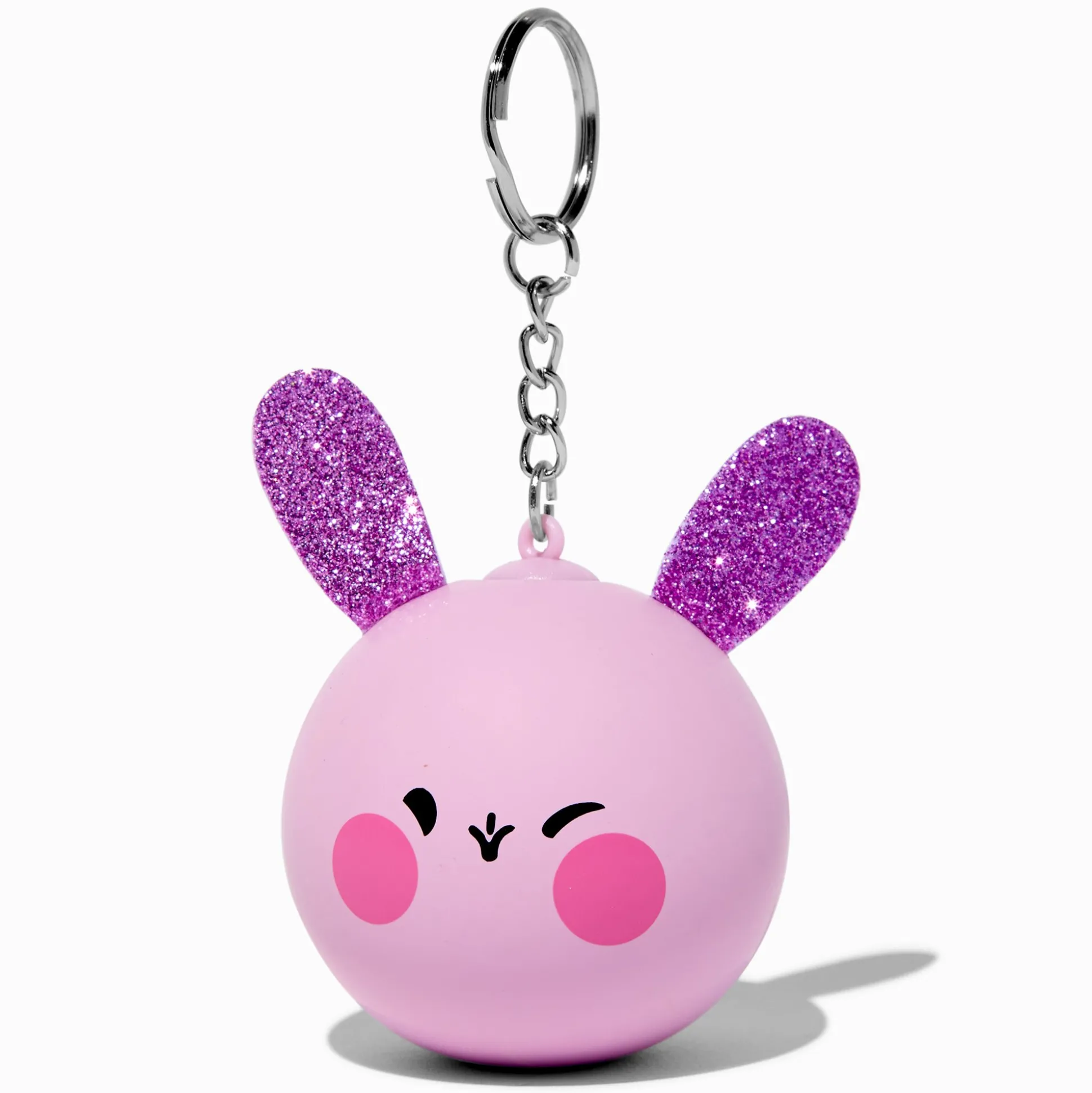 Porte-clés boule anti-stress lapin rose
