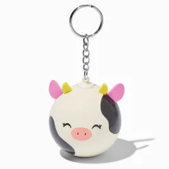 Porte-clés boule anti-stress vache noir et blanc