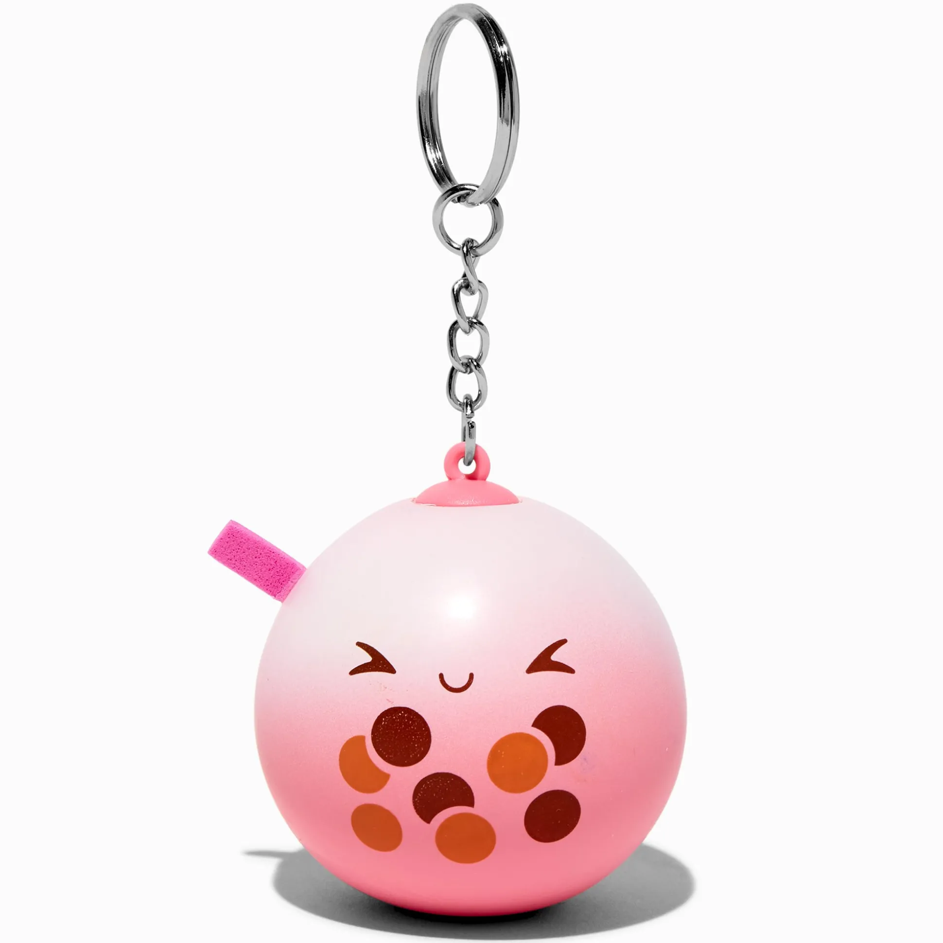 Porte-clés boule anti-stress thé aux perles rose