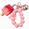 Porte-clés bracelet glace à l'eau chat rose