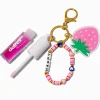 Porte-clés bracelet gloss breloque fraise « Happy »