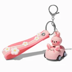 Porte-clés bracelet voiture lapin rose