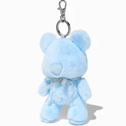 Porte-clés en peluche nounours bleu