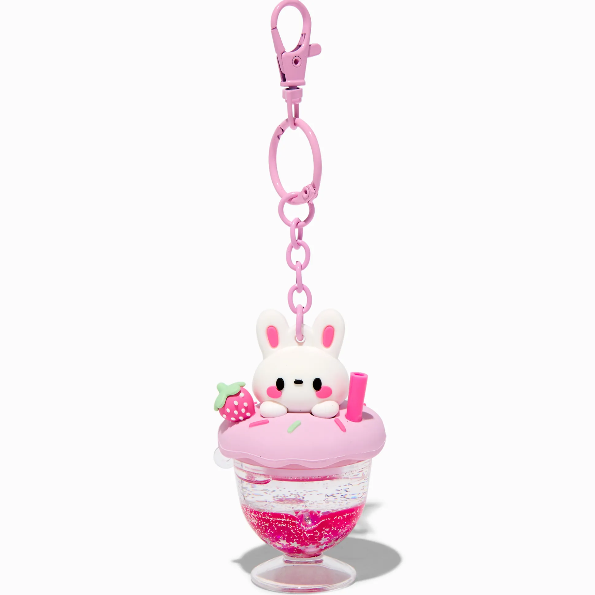 Porte-clés rempli d'eau lapin fraise