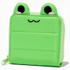 Porte-monnaie à glissière sur tout le pourtour grenouille vert
