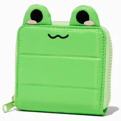 Porte-monnaie à glissière sur tout le pourtour grenouille vert