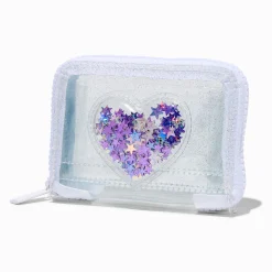 Porte-monnaie à zip sur tout le pourtour transparent cœur shaker