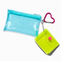 Porte-monnaies transparents bleu sarcelle et vert - Lot de 2