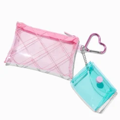 Porte-monnaies transparents rose et bleu sarcelle - Lot de 2