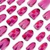 Puffy Heart Pink Chrome Short Almond Vegan Faux Nail Set - 24 Pack