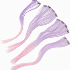 Purple & Pink Ombré Faux Hair Clip In Extensions - 4 Pack