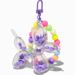 Purple Balloon Dog Shaker Wristlet Keyring