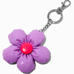Purple Daisy Puffy Keyring