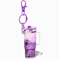 Purple Tumbler Water-Filled Glitter Keychain
