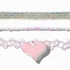 Ras-de-cou cœur rose et bande iridescente - Lot de 3