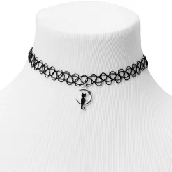 Ras-de-cou d’humeur effet tatouage chat noir