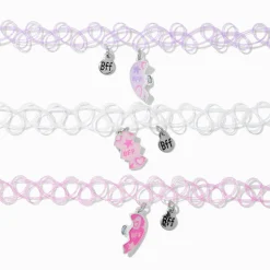 Ras-de-cou effet tatouage cœur pastel best friends - Lot de 3