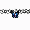 Ras-de-cou effet tatouage noir avec pendentif papillon 3D