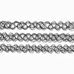 Ras-de-cou effet tatouage noirs - Lot de 3