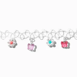 Ras-de-cou effet tatouage papillons et fleurs