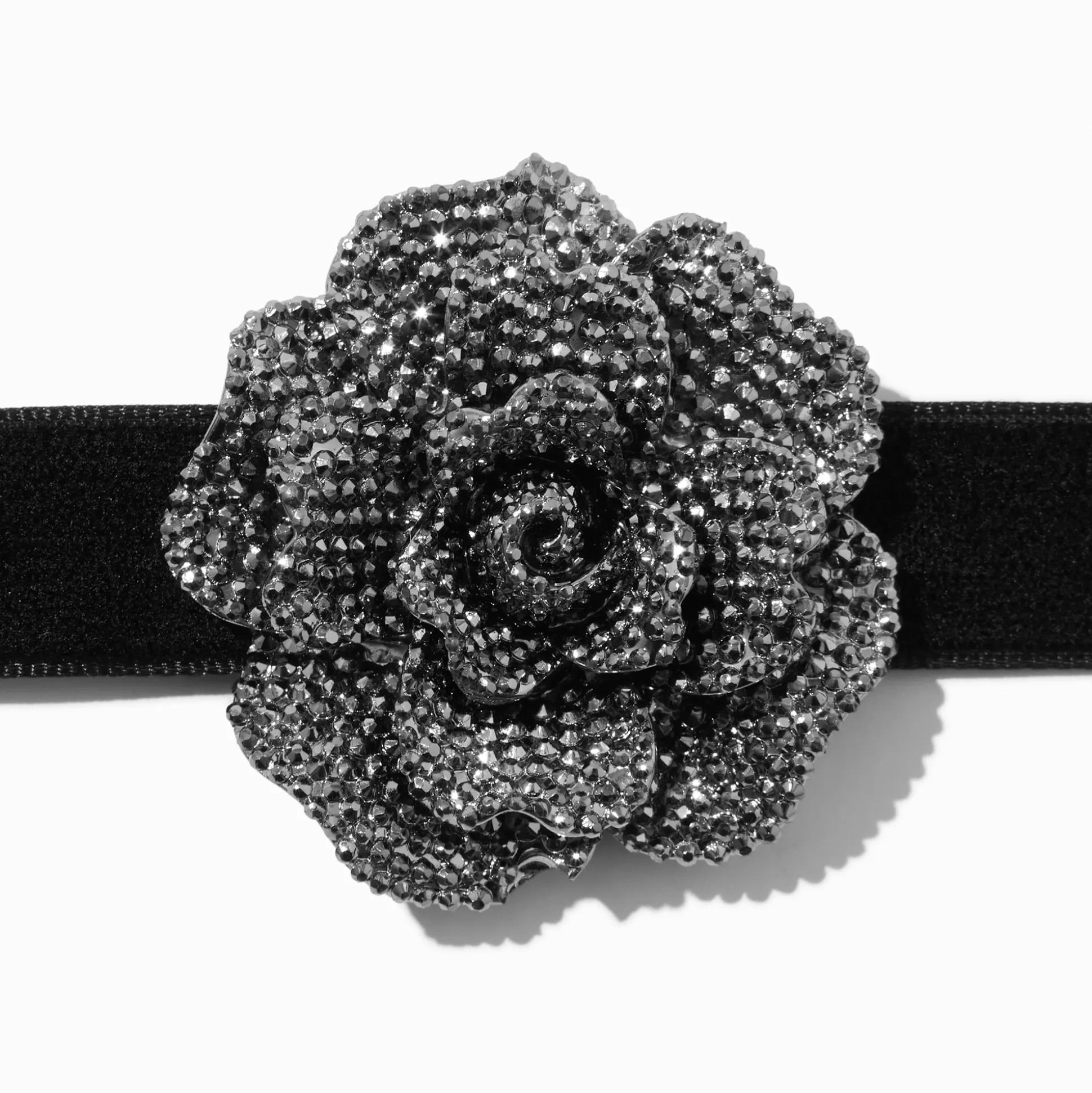 Ras-de-cou en imitation velours noir rose clouté