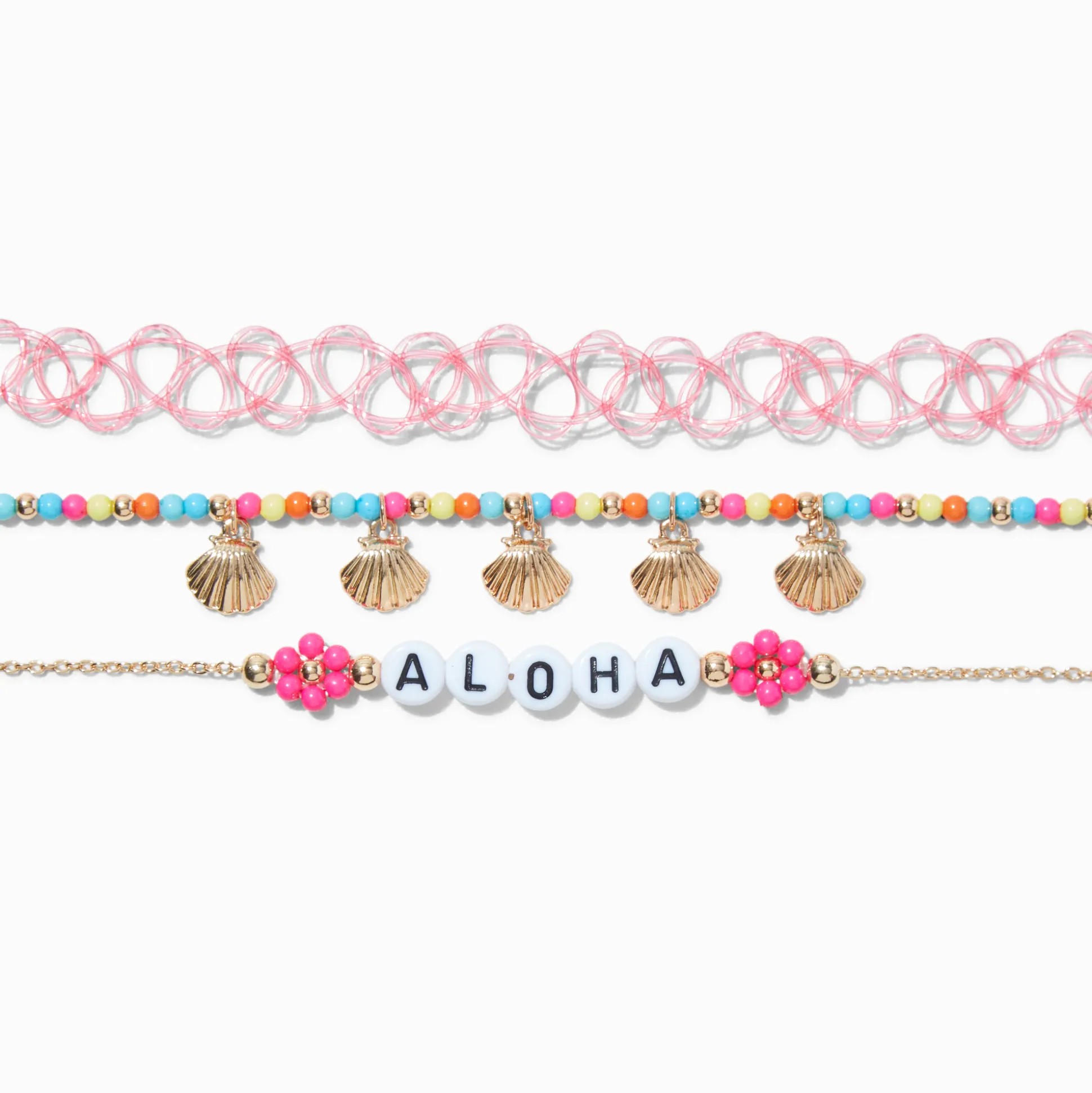 Ras-de-cou perlé Aloha - Lot de 3