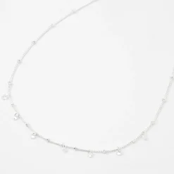 Ras-de-cou perlé confetti en zircon cubique couleur argentée