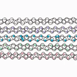 Ras-de-cou perlés effet tatouage noirs - Lot de 5