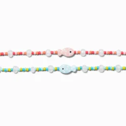 Ras-de-cou perlés poisson best friends - Lot de 2