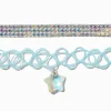 Ras-de-cou étoile effet tatouage bleu et strass iridescent - Lot de 2