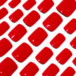 Red Glossy Medium Square Vegan Faux Nail Set - 24 Pack