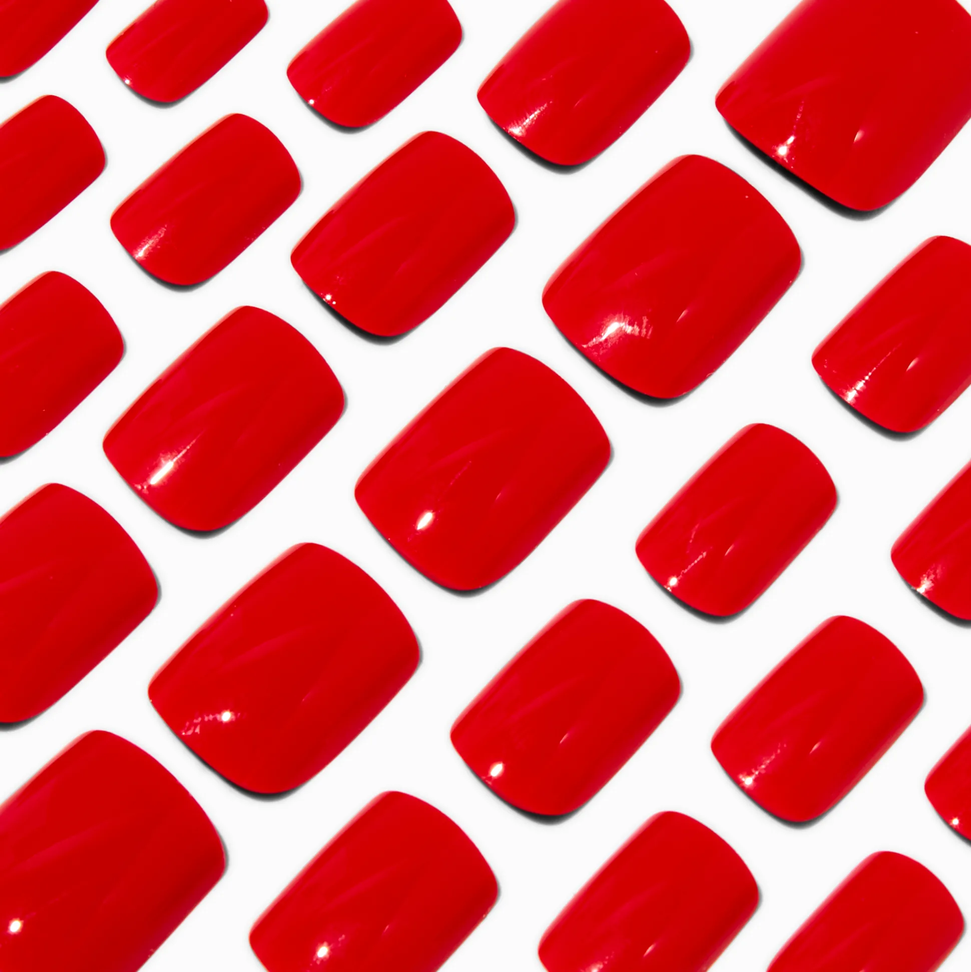 Red Glossy Medium Square Vegan Faux Nail Set - 24 Pack